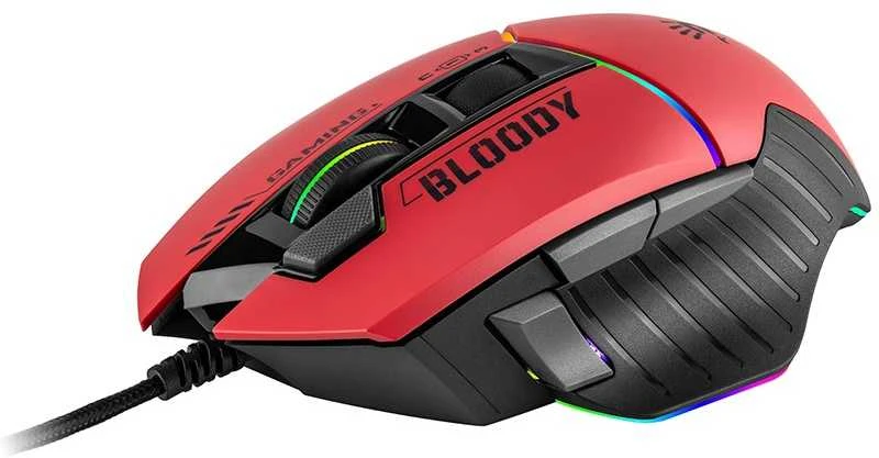 Pelė Myszka žaidimams A4Tech Bloody W95Max su laidu 12000 dpi optinė raudona