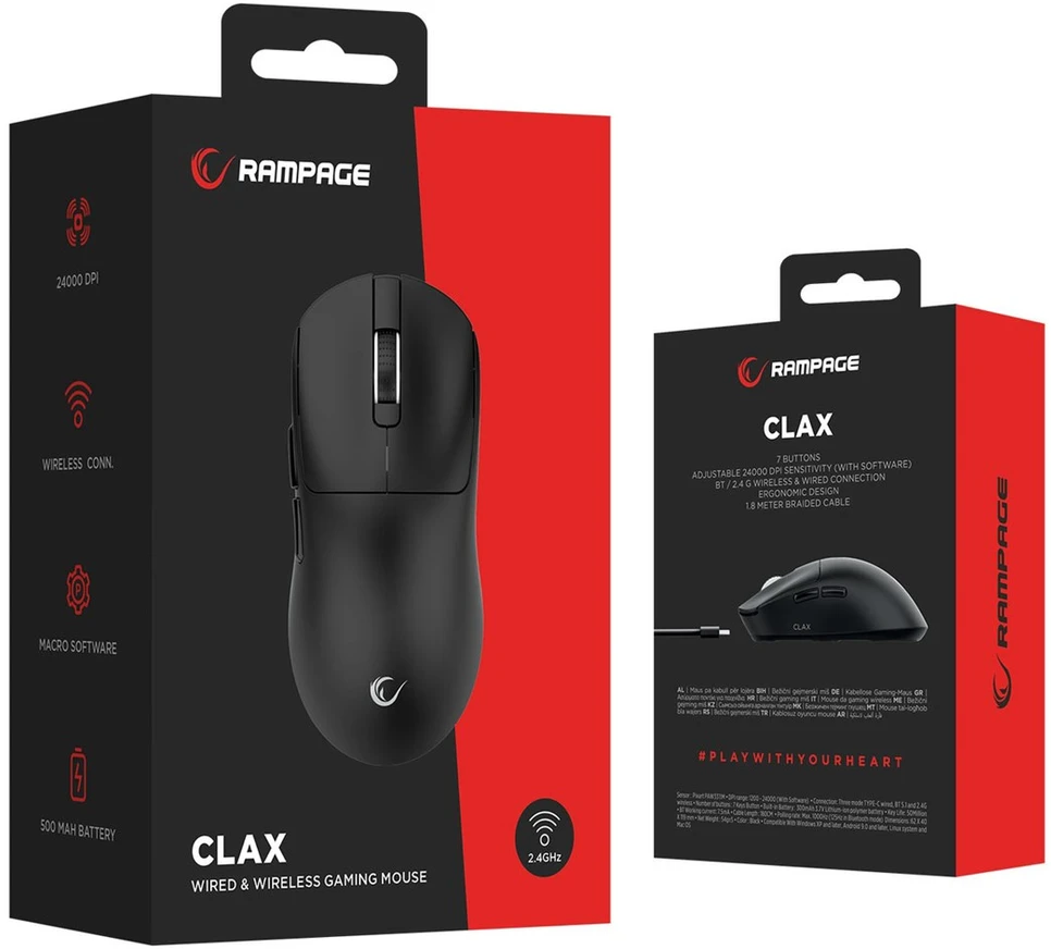 RAMPAGE CLAX Pelė Juodas 24000 DPI