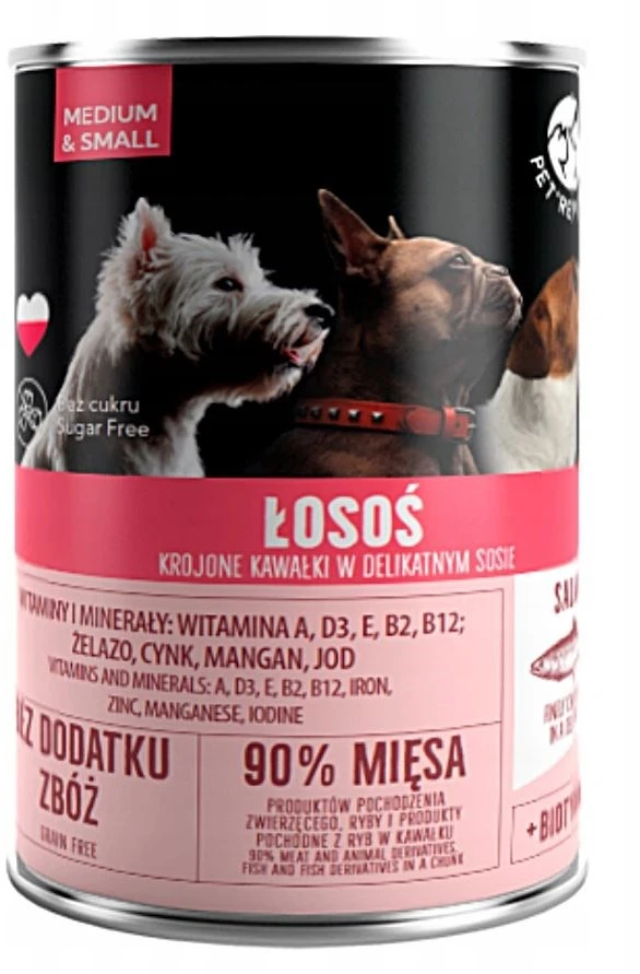 PET REPUBLIC Adult Medium & Small lašiša - šlapias šunų maistas - 400g