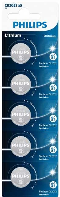 Philips CR2032 ličio baterijos, 5 vnt pakuotė