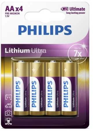 Philips Lithium Ultra AA baterijos 4 vnt. pakuotė