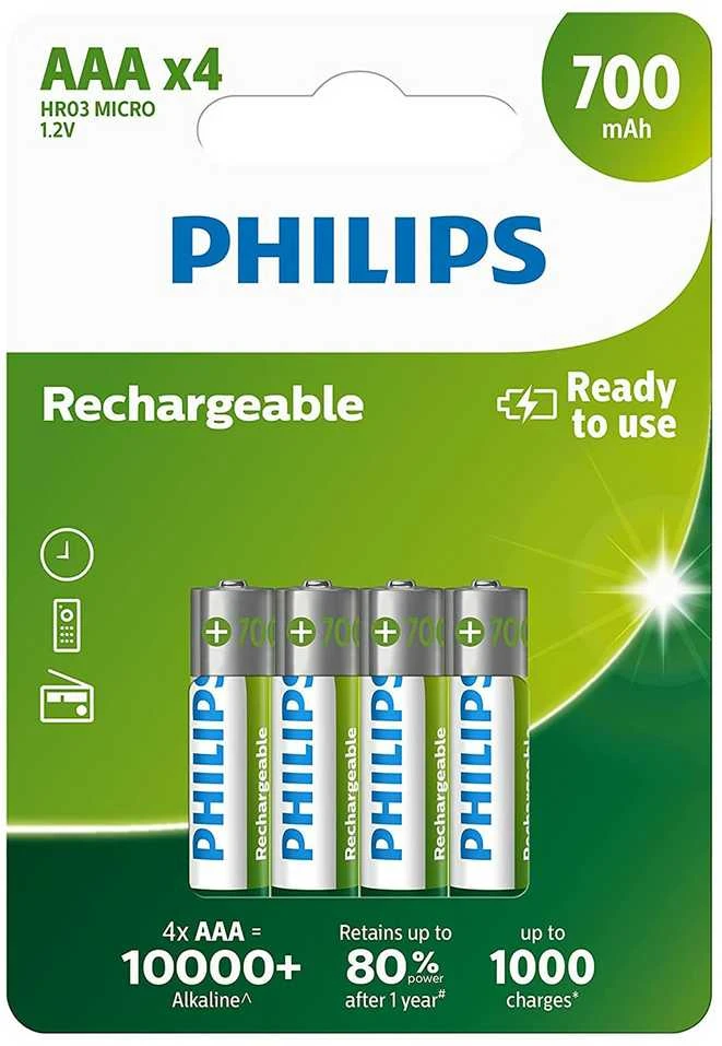 Philips AAA įkraunamos baterijos 700mAh pakuotėje