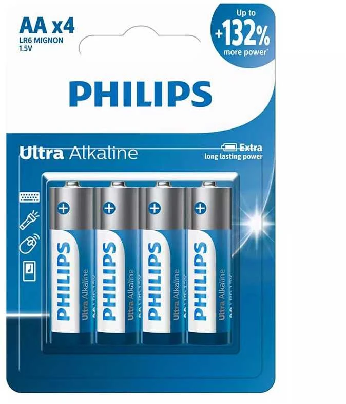 Philips AA šarminės baterijos, 4 vnt. pakuotė
