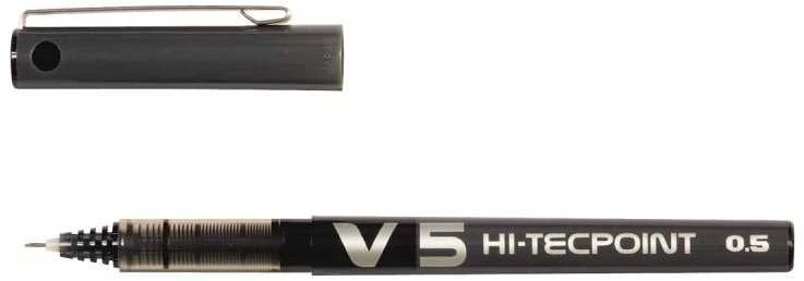 Pilot V5 juodas 0.5 mm rašiklis su nuimtu kamšteliu