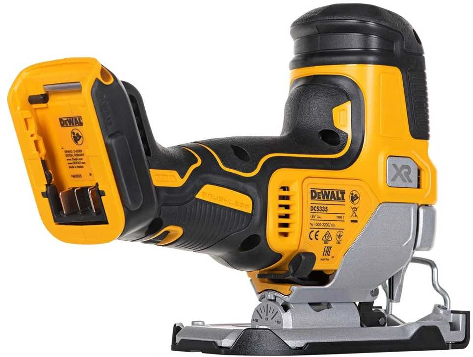 DEWALT akumuliatorinis siaurapjūklis DCS335NT 18V be akumuliatoriaus ir kroviklio su lagaminu TSTAK