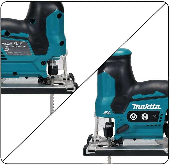 Makita DJV185Z Akumuliatorinis siaurapjūklis 18 V Li-ion, BL-motor, Cilindro formos rankena, Be akumuliatorių ir kroviklio!