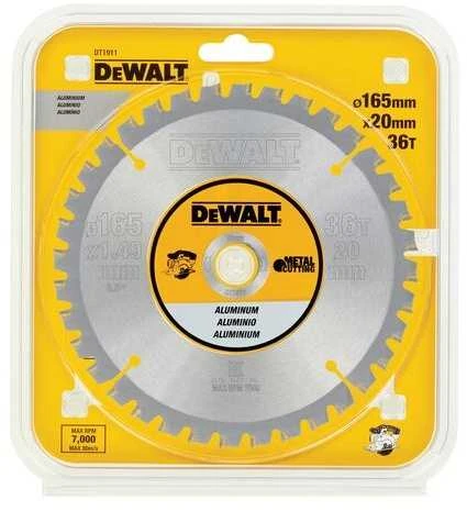 Pjovimo diskas aliuminiui DeWalt; 165x1,49x20,0 mm; Z36; 3°
