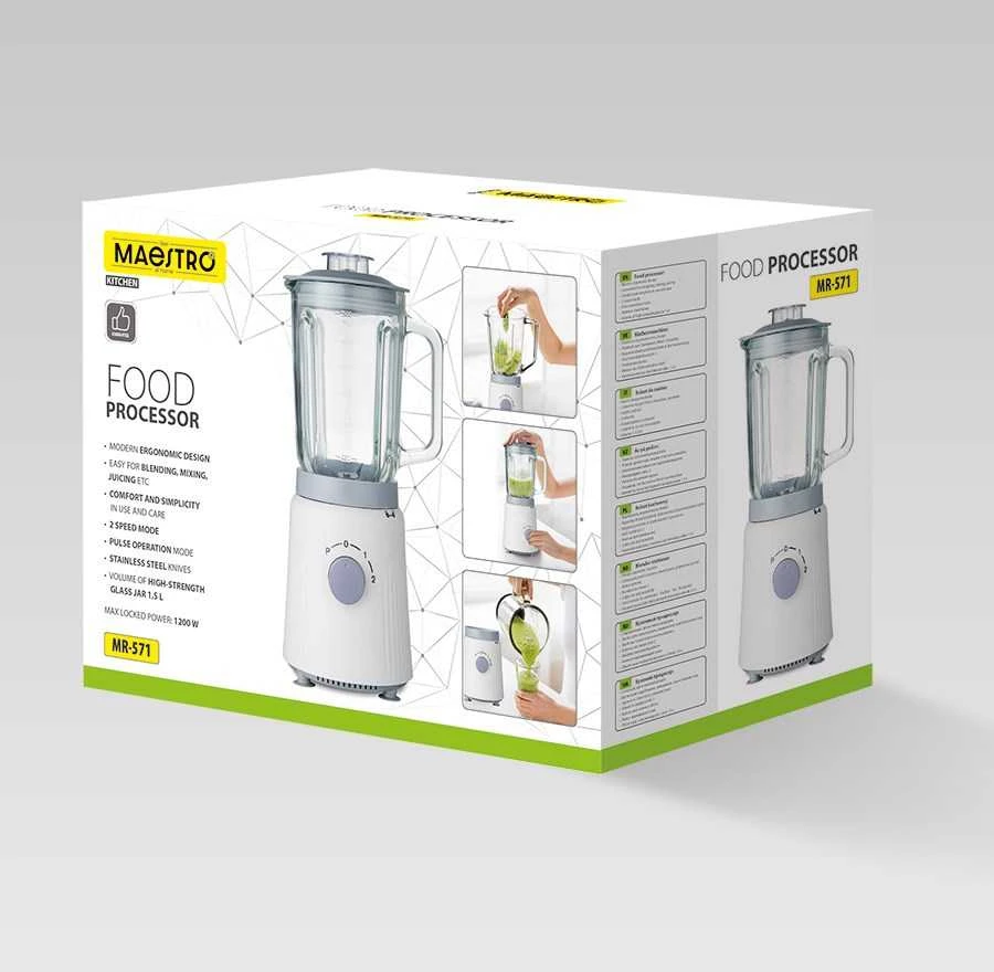 Virtuvės kombainas MAESTRO MR-571 1200W Baltas, Pilkas