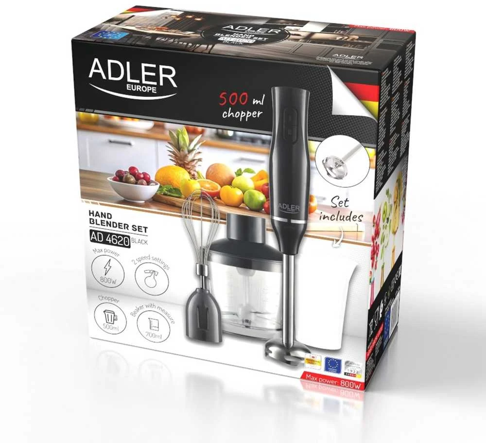 Plakiklis Adler Hand Maišytuvas | AD 4620 | Hand Maišytuvas | 800 W | Greičių skaičius 2 | Juodas