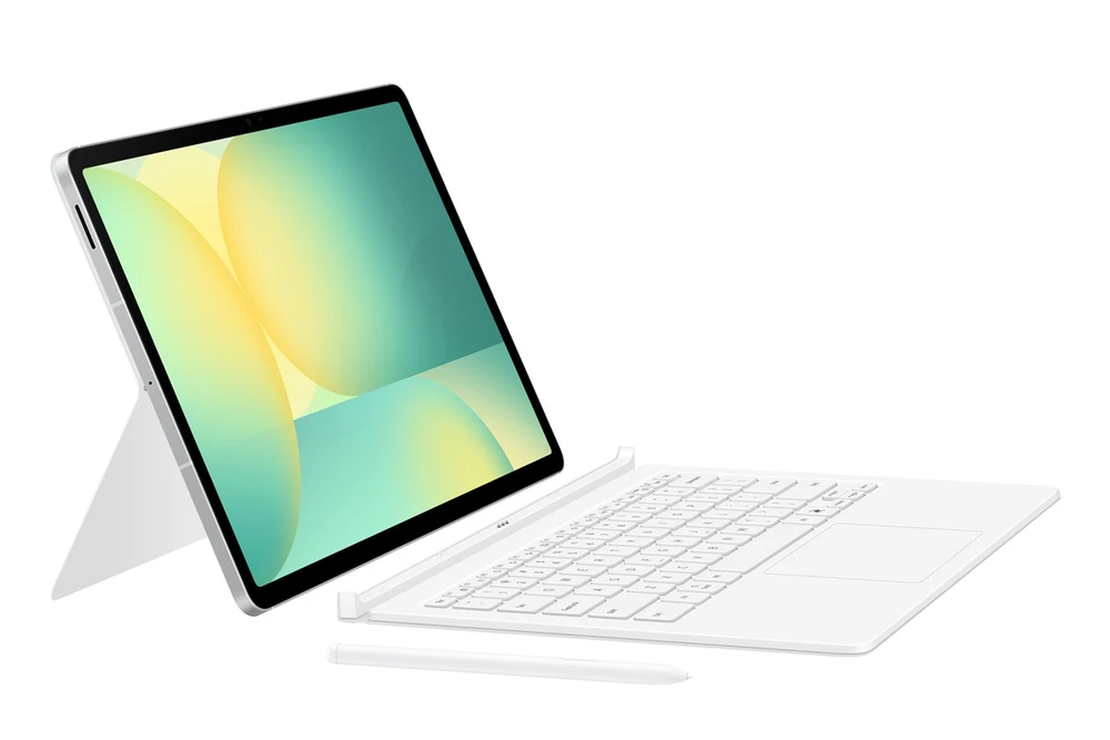Planšetinio kompiuterio Klaviatūros Dėklas - Samsung Galaxy Tab S10 FE+ Knygos Dangos Klaviatūra, Balta