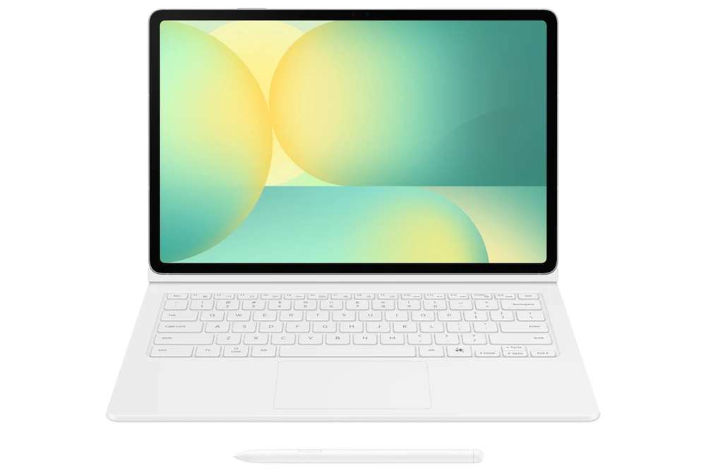 Planšetinio kompiuterio Klaviatūros Dėklas - Samsung Galaxy Tab S10 FE+ Knygos Dangos Klaviatūra, Balta