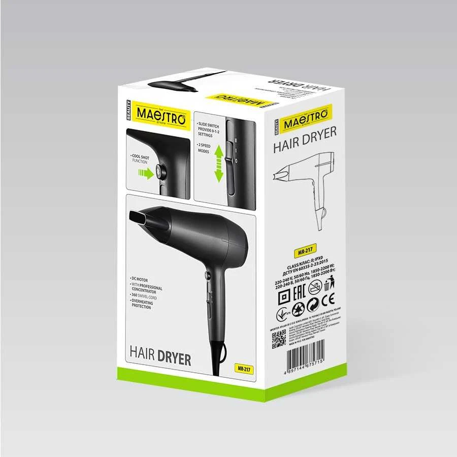 Plaukų džiovintuvas MAESTRO MR-217 2200 W Juodas, Graphite