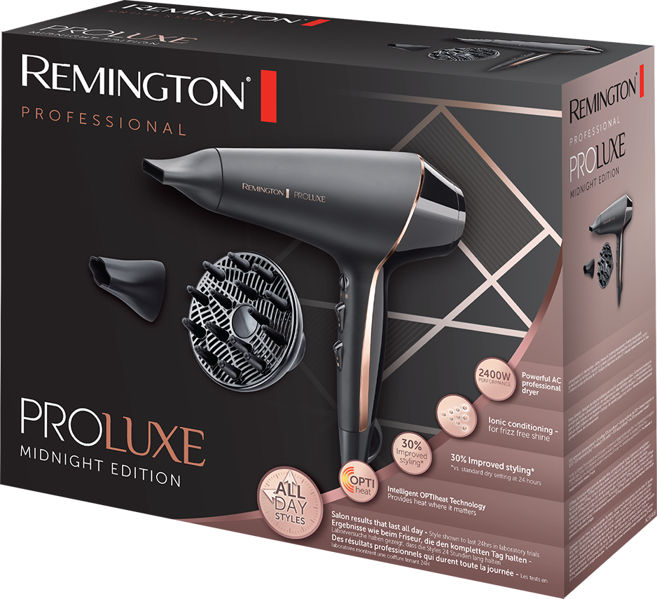 Plaukų džiovintuvas Remington PROLuxe Midnight Edition Juoda, Auksas 2400 W