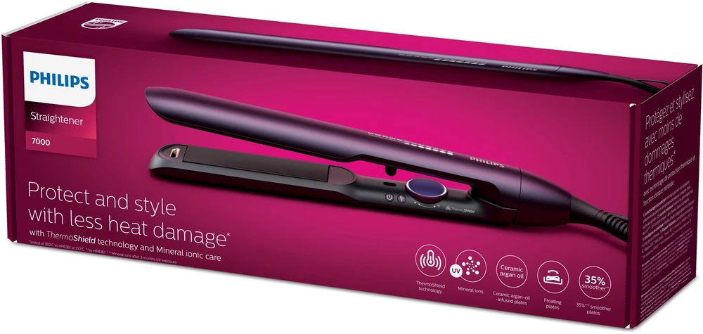 Philips | Plaukų tiesinimo žnyplės | BHS752/00 | Garantija 24 mėn. | Ceramic heating system | Ionic function | Ekranas LED | Temperature (max) 230 °C | Number of heating levels 12 | Metallic Dark Violetinė