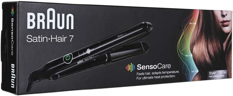 Braun | Satin-Hair 7 SensoCare ST780 | Garantija 24 mėn. | Ceramic heating system | Temperature (min) 120 °C | Temperature (max) 200 °C | Juodas