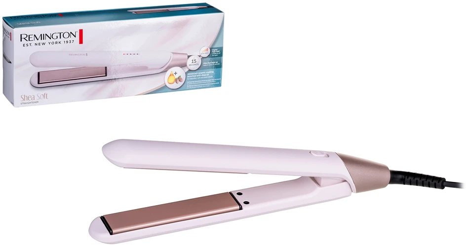 Remington | Shea Soft Tiesinimo žnyplės; Turbo Boost Function; Plate Lock; Swivel Cord | S4740 | Ceramic heating system | Ekranas LED | Temperature (min) 150 °C | Temperature (max) 230 °C | rusvai gelsvas