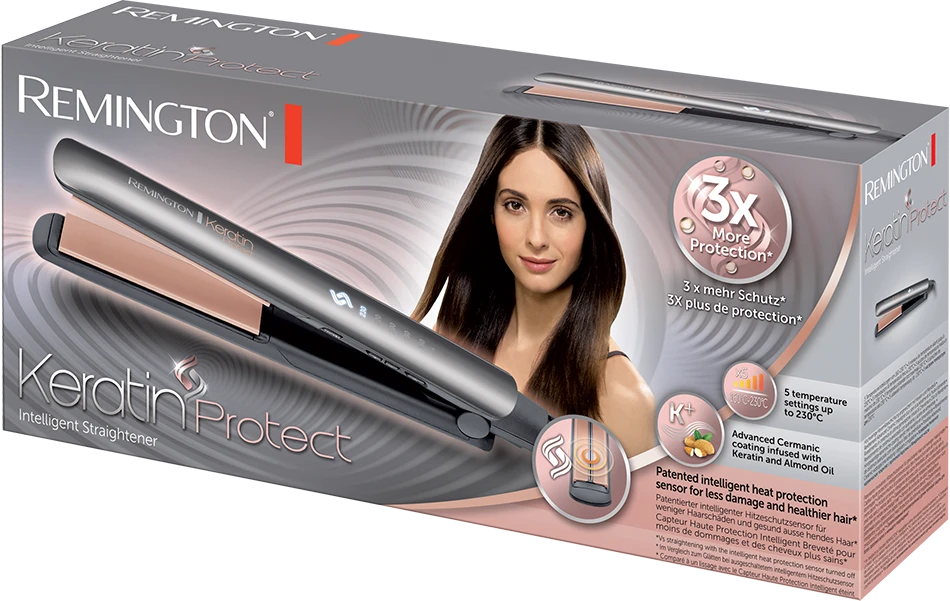 Remington | Plaukų tiesintuvas | S8598 Smartpro | Ceramic heating system | Ekranas Digital | Temperature (min) 150 °C | Temperature (max) 230 °C | Number of heating levels 5 | Pilkas