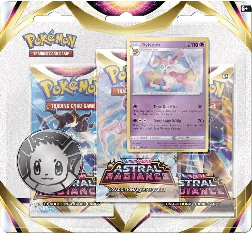 Pokémon Astral Radiance Sylveon blister rinkinys, 3 booster pakeliai