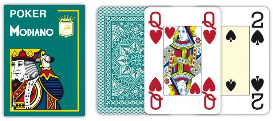 Poker 4 Jumbo Index Modiano Žaidimų Kortos (Tamsiai Žalios)