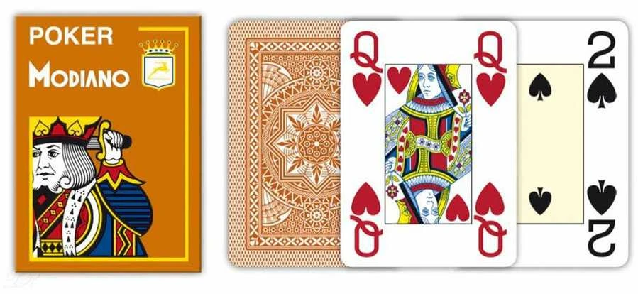 Poker 4 Jumbo Index Modiano Žaidimų Kortos (Rudos)