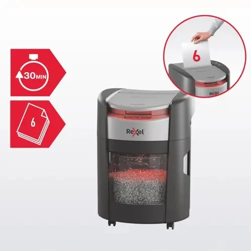 Rexel ShredMax AutoFeed+ 150M automatic paper shredder, P5, 150 sheets, 15-litre waste bin
