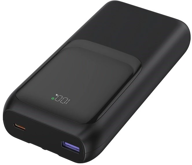 Gembird PB20-PD20-LCD-01 greito įkrovimo išorinė baterija su integruotais laidais, 20W, 20000 mAh, juodas
