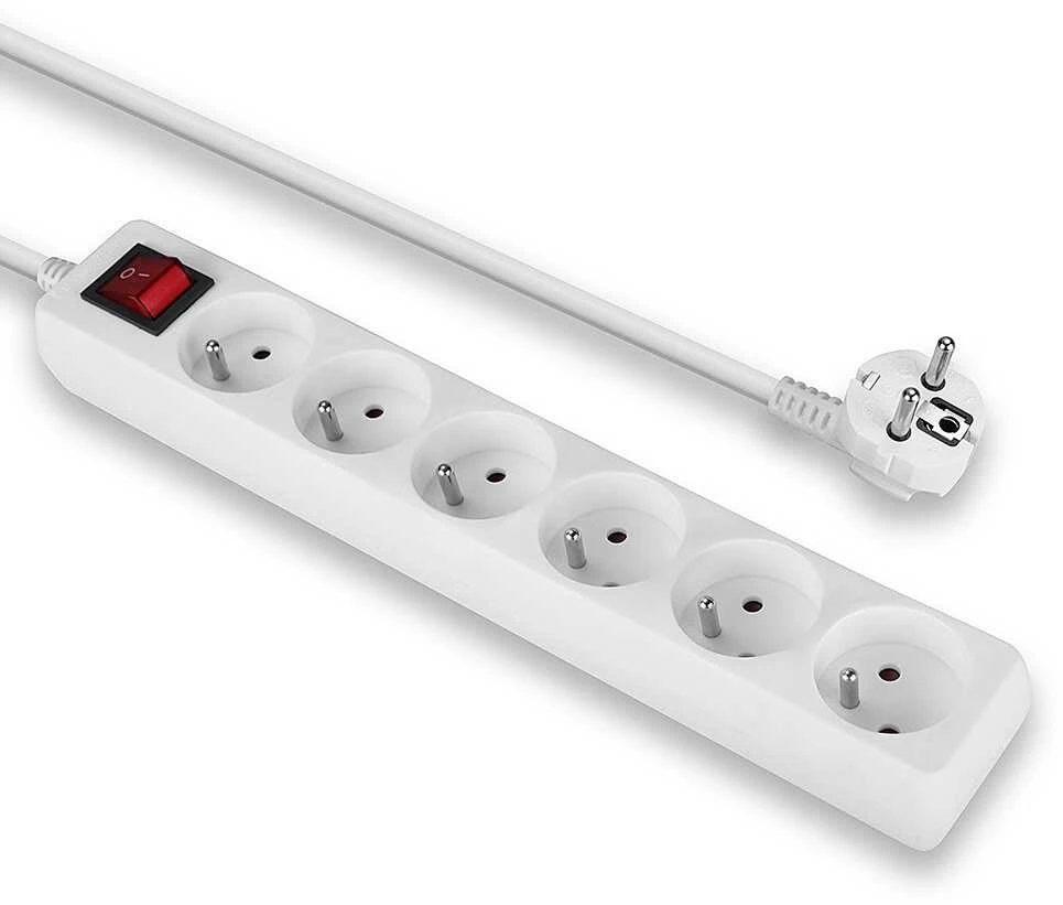 Ilgiklis - LINDY 6 Schuko Lizdų Prailgintuvas su Jungikliu, 1.4 m, Baltas