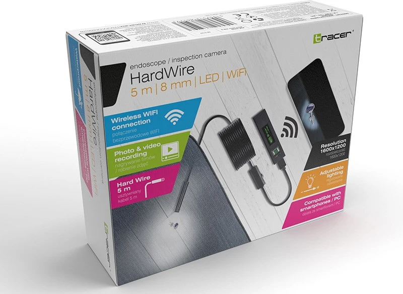 Endoskopinė kamera Tracer HardWire 5M 8MM, Juodos spalvos