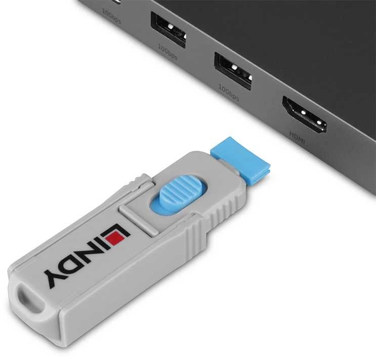 Priedas - LINDY HDMI Prievado Blokavimo Raktų Rinkinys (4 Vnt., ABS, Mėlyna)