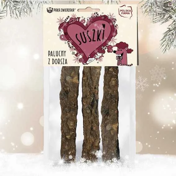 Priedas - Šunų skanėstas PAKA ZWIERZAKA menkių piršteliai hipoalerginis žuvies skonis 60g