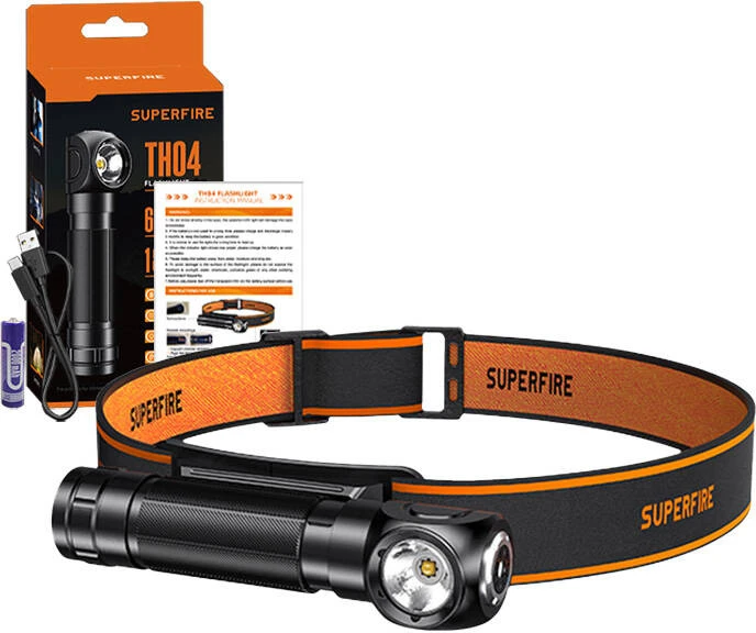 Du viename priekinis žibintas Superfire TH04, 600 lm, USB-C