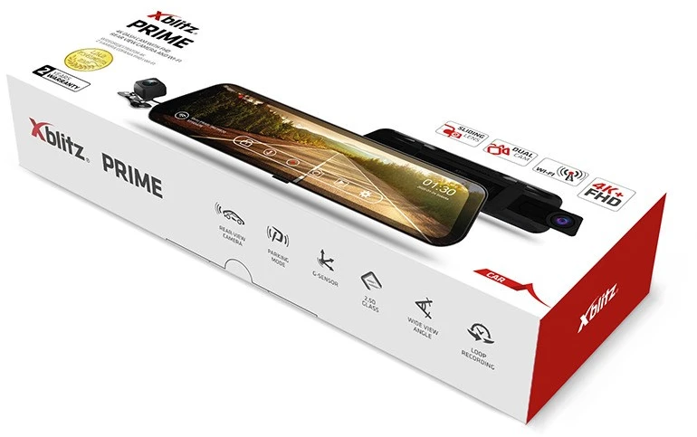Prietaisų Skydelio Kamera - Xblitz Prime 9,66″ 4K Galinio Vaizdo Veidrodėlio Kamera