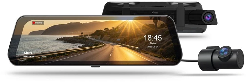 XBLITZ REFLEX 4K aukščiausios kokybės 4K HDR vaizdo registratorius su galinio vaizdo kamera, „Wi-Fi“ ir GPS