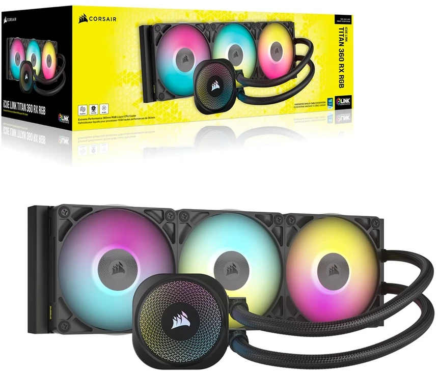 Corsair iCUE LINK TITAN RX RGB Procesorius Viskas viename skysčių aušintuvas 12 cm Juodas 1 vnt.