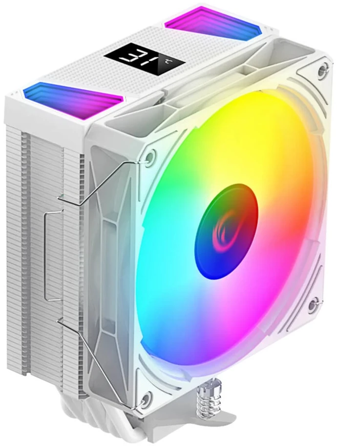 Rampage Octagon C70 CPU aušintuvas LGA1700/AM5 LCD Infinity Fan 120mm ARGB Balta