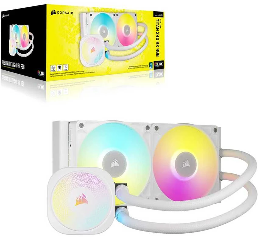Corsair iCUE LINK TITAN RX RGB Procesorius Viskas viename skysčių aušintuvas 12 cm Baltas 1 vnt.
