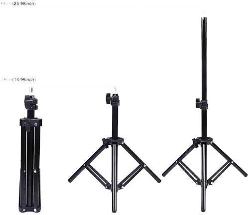 Puluz LED žiedinė lempa 16cm, su trikoju stovu iki 70cm ir dvigubu telefono laikikliu, USB