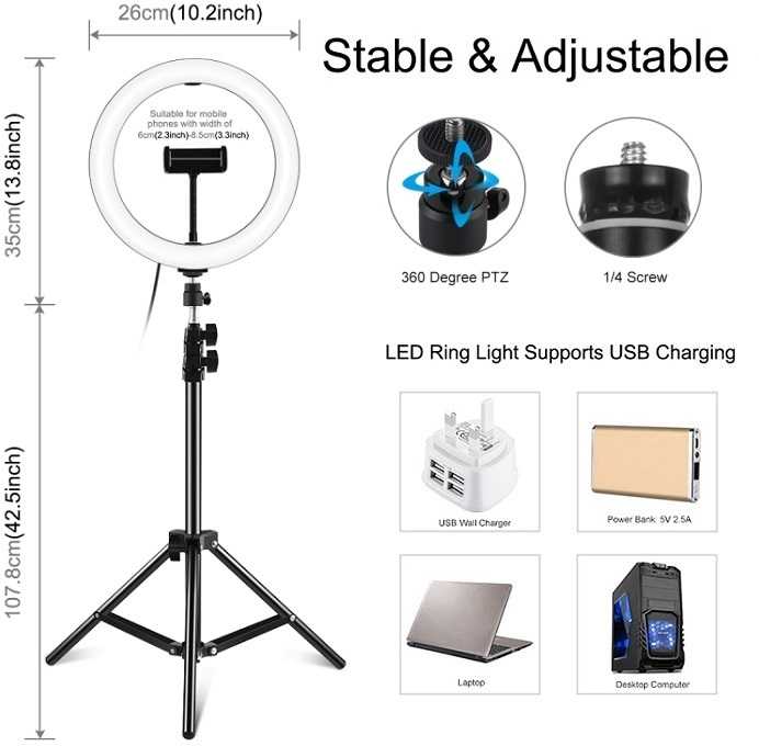 Puluz LED žiedinė lempa 26cm