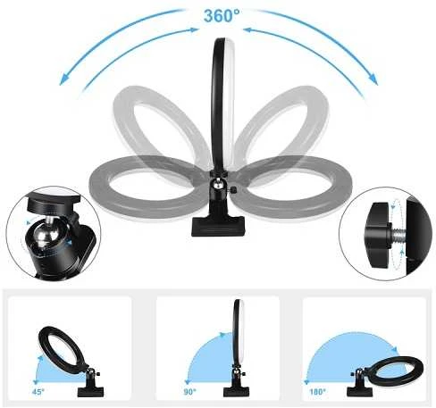 Puluz LED žiedinė lempa 26cm Su telefono laikikliu ir spaustuku