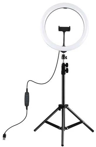 Puluz LED žiedinė lempa 30cm, su trikoju stovu iki 1.1m ir telefono laikikliu, USB