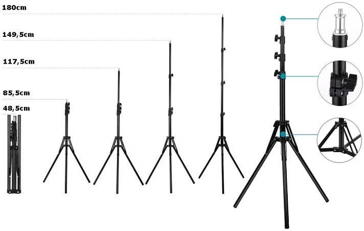 Puluz Trikojis Stovas 1.8 m, Juoda