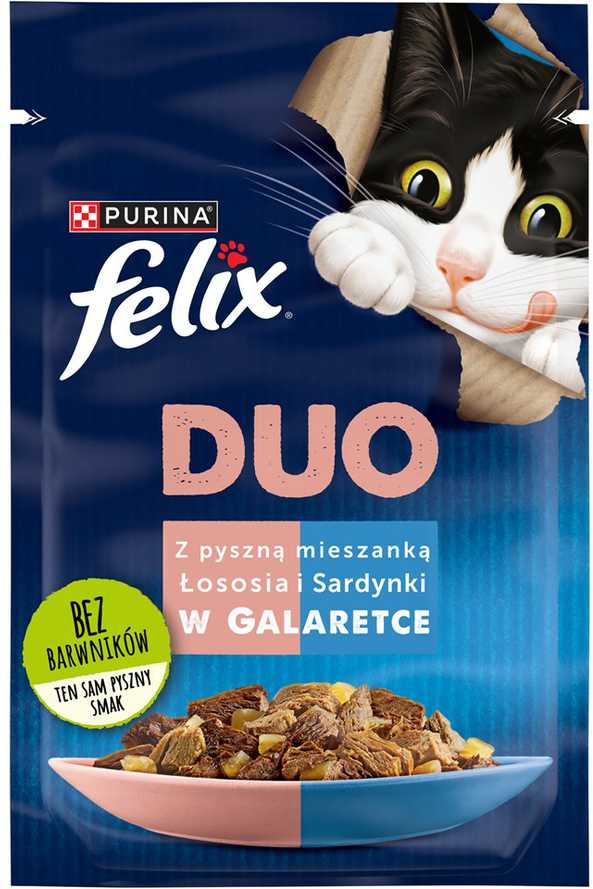 Purina Nestle Drėgnas Kačių Maistas - Felix Fantastic Duo su Lašiša ir Sardine, 85g