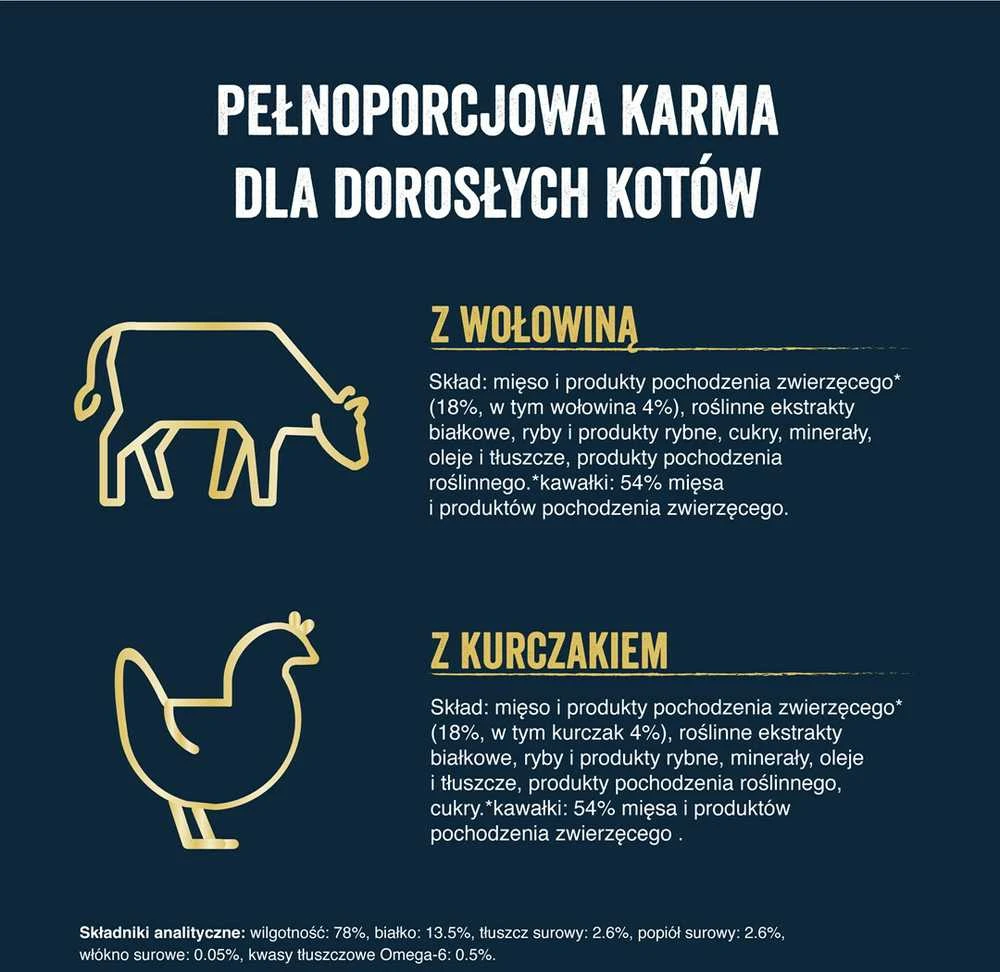 Purina Nestle Drėgnas Kačių Maistas - Felix Skanūs Gabaliukai su Jautiena ir Vištiena 4x 80g