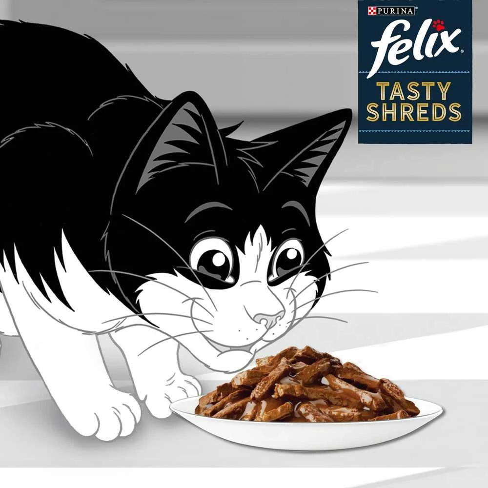 Purina Nestle Drėgnas Kačių Maistas - Felix Skanūs Gabaliukai su Jautiena ir Vištiena 4x 80g