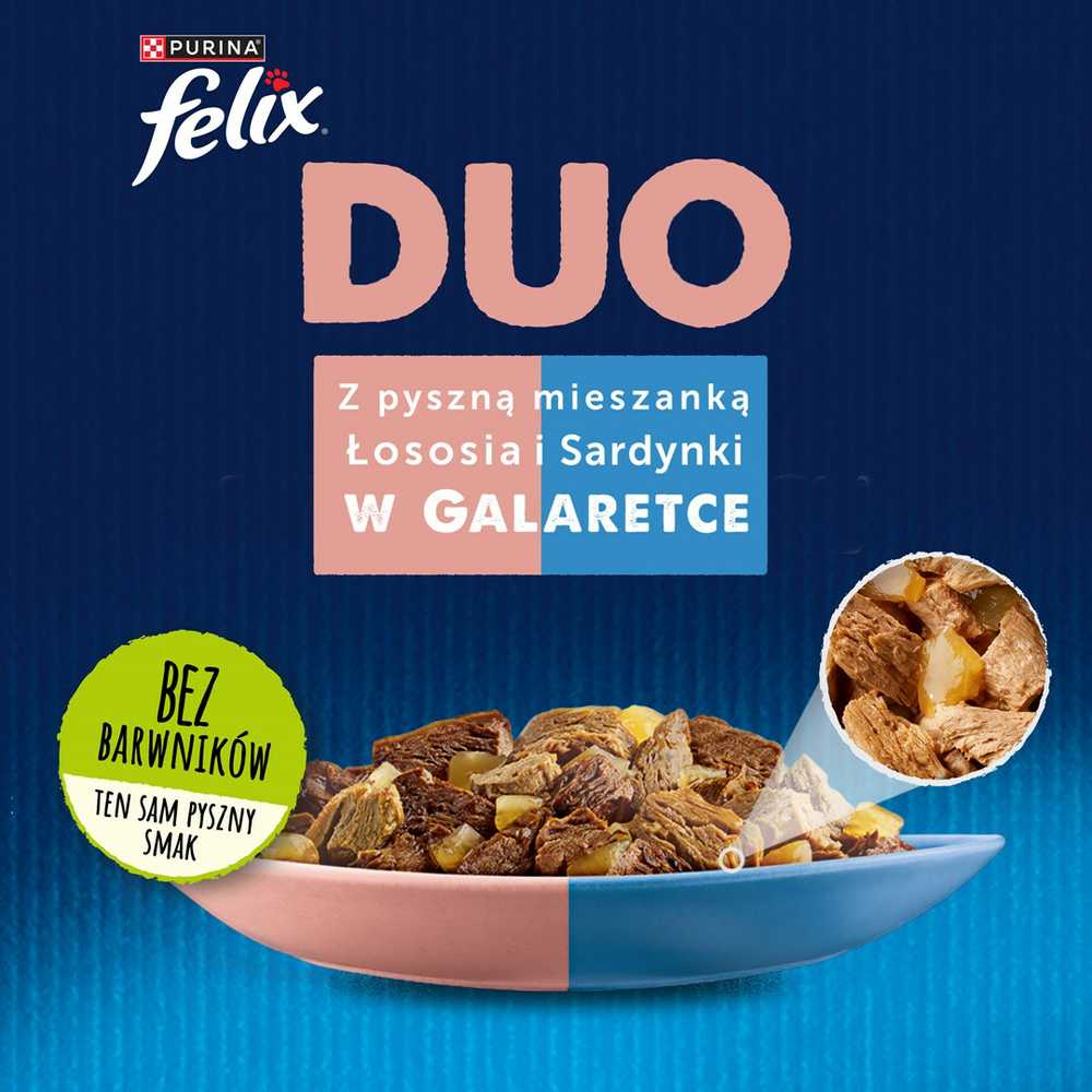 Purina Nestle Drėgnas Kačių Maistas - Felix Fantastic Duo su Lašiša ir Sardine, 85g