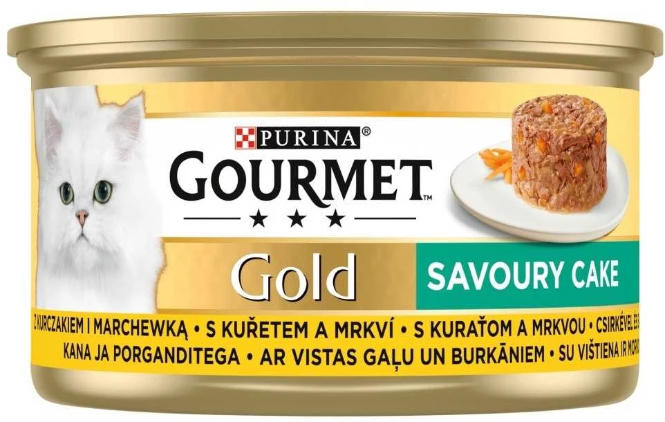 Purina Nestle Drėgnas Kačių Maistas - Gourmet Gold - Vištienos Ir Morkų Pyragas 85g