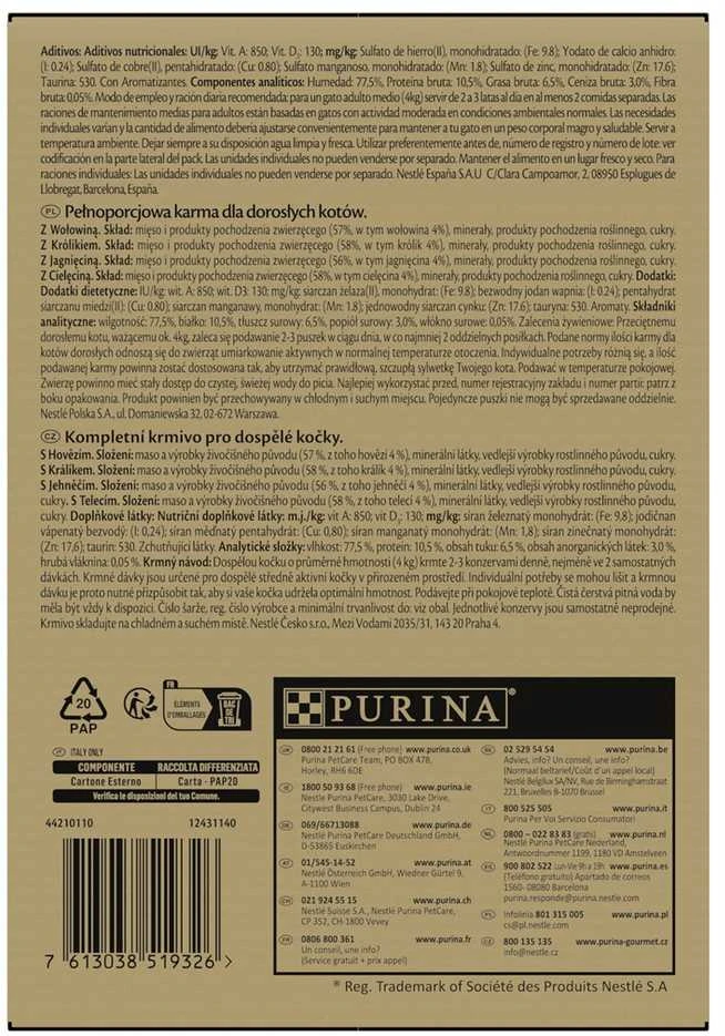 Purina Nestle PURINA GOURMET GOLD Mus Mix 4 Flavours - šlapias kačių maistas - 96x85g