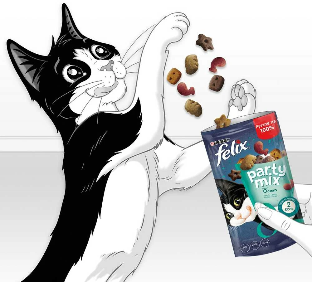 Purina Nestle Sausas Kačių Maistas - Felix Party Mix Vandenyno Mėlyna 60 g