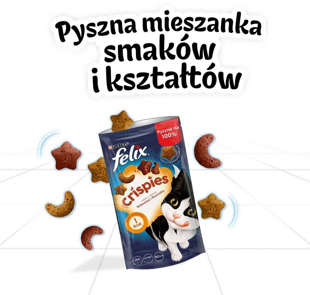 Purina Nestle Sausas Kačių Maistas - Felix Crispies Jautiena, Vištiena