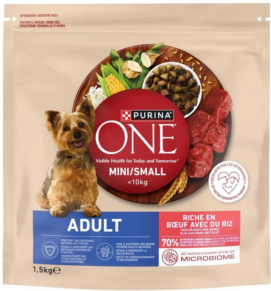Purina Nestle ONE MINI Dog Adult jautiena & ryžiai 1,5kg